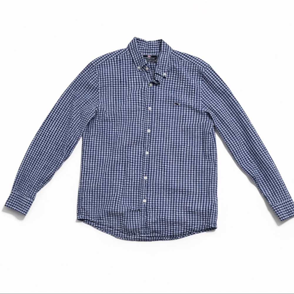 Vineyard Vines Navy Checkered Button Down Shirt